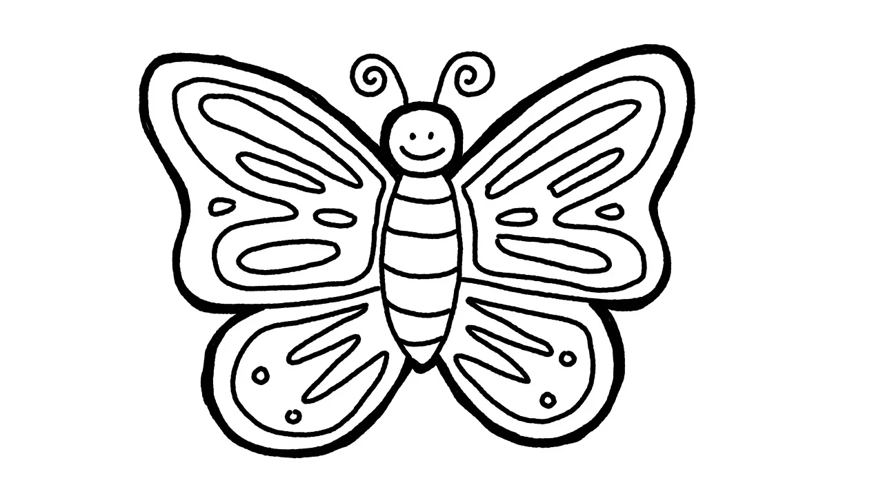 Step By Step Butterfly Simple Drawings For Kids | Tutorial